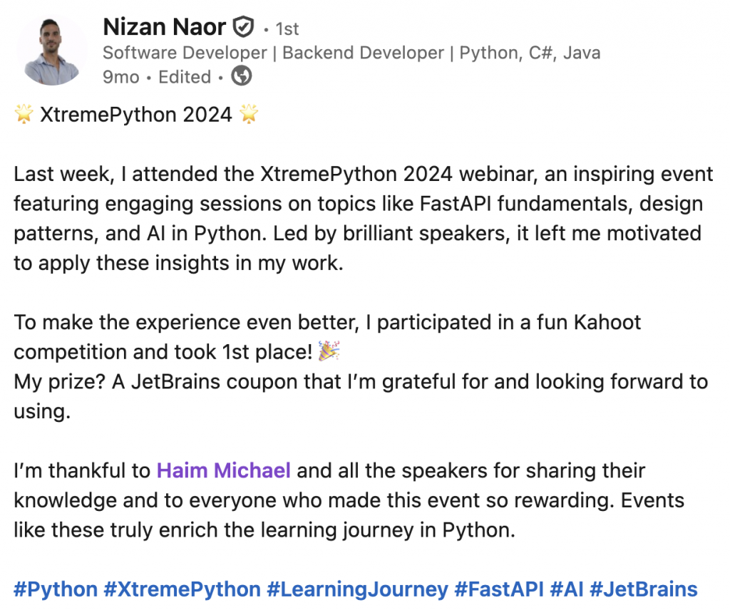 Feedback on Linkedin