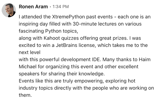 feedback from ronen for xtremepython